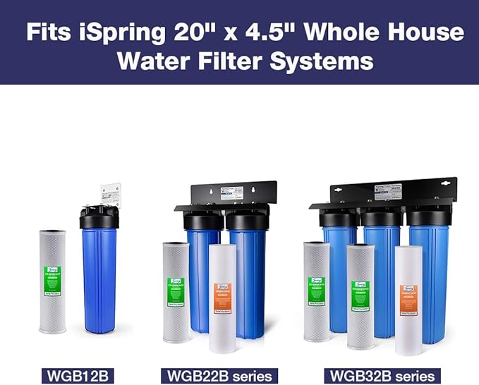 iSpring FC25B Whole House Water Filter Replacement Cartridge, CTO Carbon Block, 20” x 4.5”