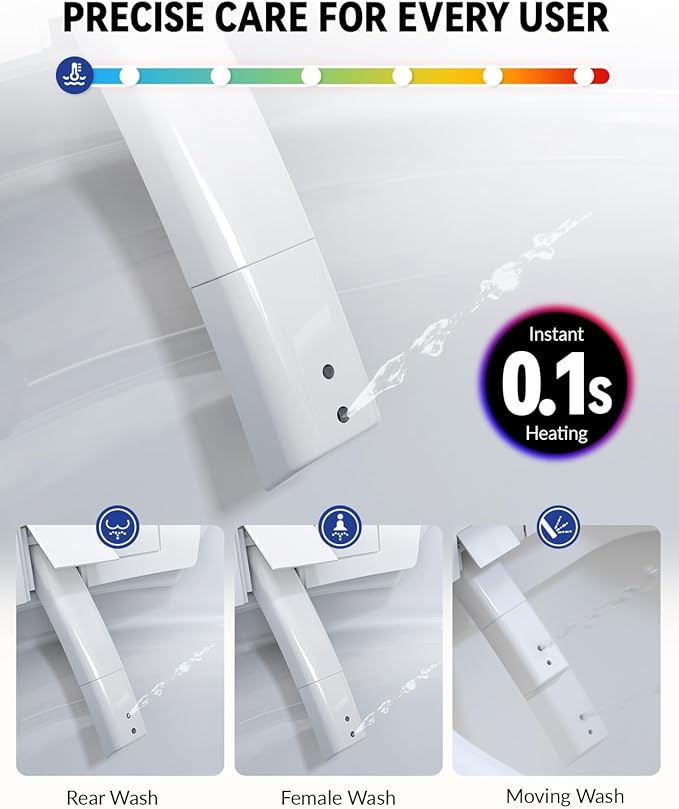 Bidet Toilet Seat, Electric Heated Elongated Toilet Seat With 6-Level Warm Seat & Dryer, Self-Cleaning Nozzle and Odor Control