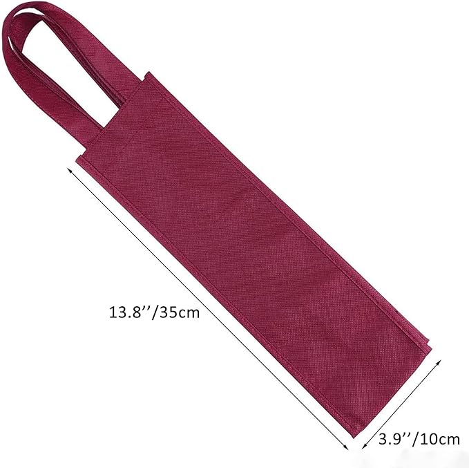 Sdootjewelry Wine Gift Bag, Single Wine Bags 24 Packs, Wine Bags for Wine Bottles Gifts, Non-woven Wine Gift Bags with Handles, Dark Red