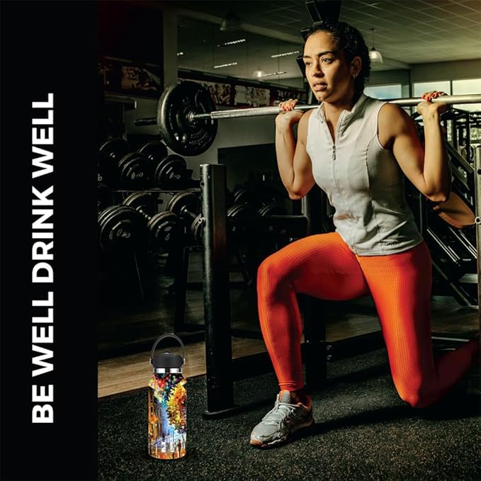 32oz Stainless Steel Sports Water Bottle with Straw Lid - Leak-Proof, Durable Design for Hydration on the Go During Workouts, Travel & Outdoor Activities, City Rain