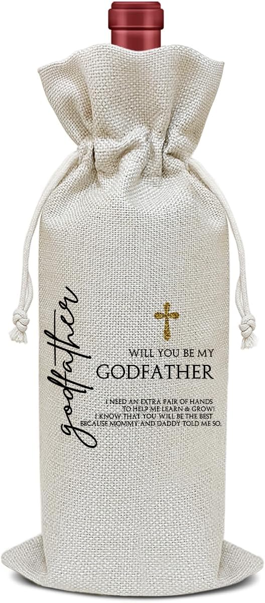 Godparent Proposal Gift Wine Bag, Godfather Gift Birthday Gifts for Men Godfather Pastor, Party Favor Wine Champagne Gift Bag With Drawstring -10