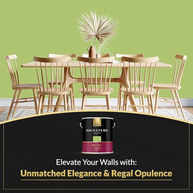 EVOLVE Signature Paint & Primer: Luxury Paint & Primer for Indoor & Outdoor Surfaces, Minimal Odor, Eggshell Sheen (Guacamole Green, 1 Gallon)