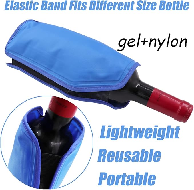Wine Cooler Sleeve, Wine Bottle Chill Cooler Ice Pack Sleeve- Freezer Sleeve- Vodka- Tequila Chiller- Cooler- Carrier (Blue)