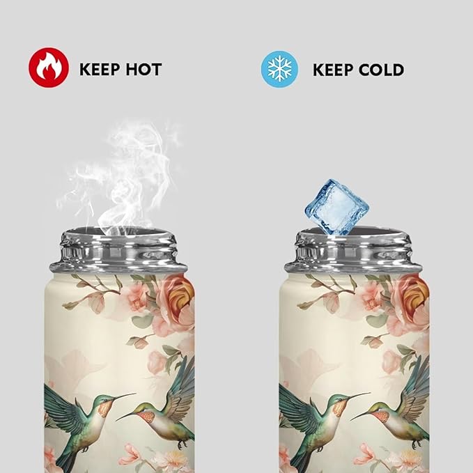 Hummingbird Insulated Water Bottle for Women Stainless Steel Water Bottle 20 Oz Vacuum Flask Sports Water Bottle Travel Cup Coffee Mug