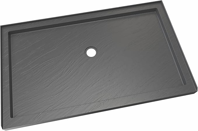 DreamLine SlimLine 36 inch D x 60 inch W x 2 3/4 inch H Center Drain Single Threshold Shower Base in Slate Gray
