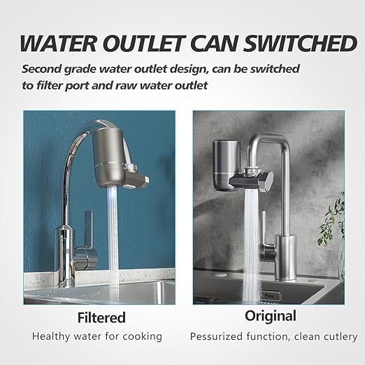 Water Filter for Sink Faucet Mount Filter Purifier System,Filters Over 60 substances,New Leak-Proof Technology，0.01 Micron Filtration Accuracy（Without Blue Light)