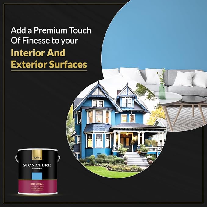 EVOLVE Signature Paint & Primer: Luxury Paint & Primer for Indoor & Outdoor Surfaces, Minimal Odor, Eggshell Sheen (Bimmer Blue, 1 Gallon)