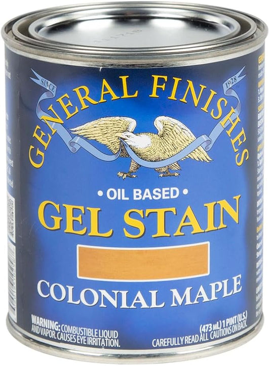 General Finishes Oil Base Gel Stain, 1 Pint, Colonial Maple