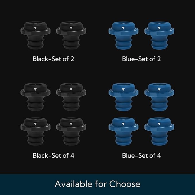 KITCHENDAO Wine Saver Vacuum Stoppers for Wine Bottles,Keep Wine Fresh for Up to a Week with Airtight Seal,Suitable for KITCHENDAO Wine Saver Pump,Set of 4 (Black)