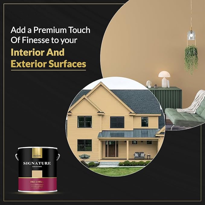 EVOLVE Signature Paint & Primer: Luxury Paint & Primer for Indoor & Outdoor Surfaces, Minimal Odor, Eggshell Sheen (Camel Brown, 1 Gallon)