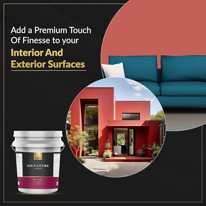 EVOLVE Signature Paint & Primer: Luxury Paint & Primer for Indoor & Outdoor Surfaces, Minimal Odor, Eggshell Sheen (Claycourt Red, 5 Gallon)