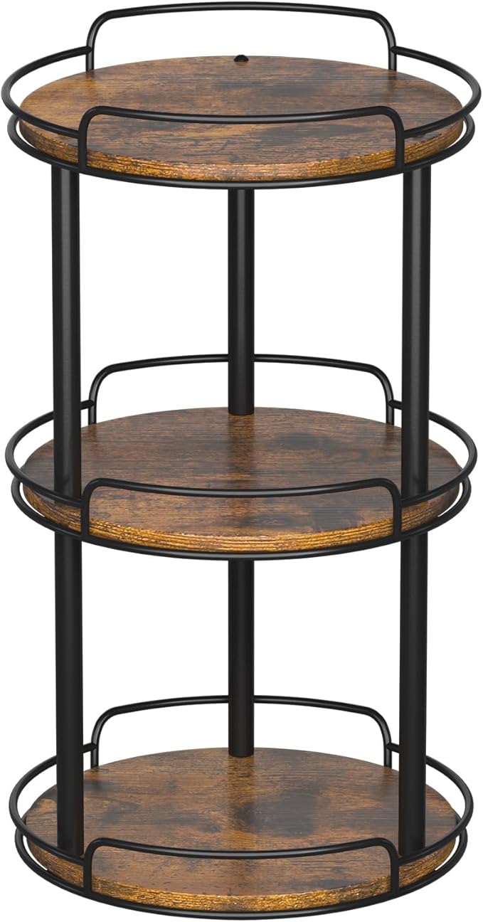 LAMU 10.2'' Wood Lazy Susan Turntable Organizer for Cabinet, 3 Tier Lazy Susan Spice Rack Organizer for Kitchen, Table Top, Countertop, Pantry, Bathroom