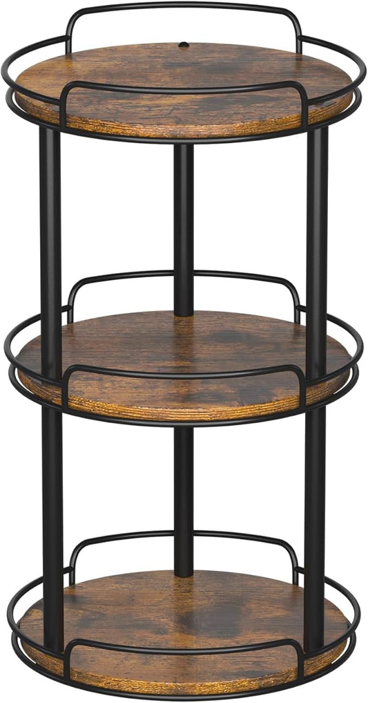 LAMU 10.2'' Wood Lazy Susan Turntable Organizer for Cabinet, 3 Tier Lazy Susan Spice Rack Organizer for Kitchen, Table Top, Countertop, Pantry, Bathroom