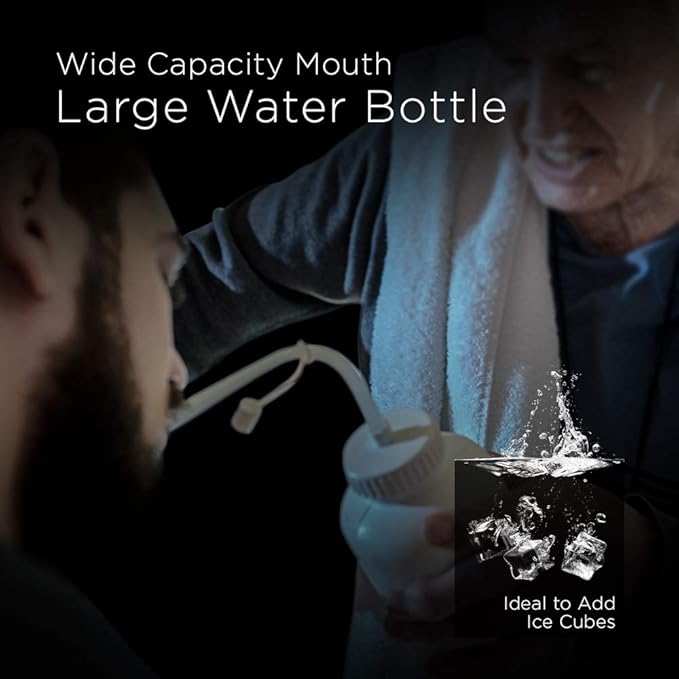 Pro Impact Squeezable Water Bottle Bendable Long Straw - LDPE BPA Free Plastic - Hydration for Baseball Hockey Gym MMA Yoga Boxing Cycling Softball Football Lacrosse (35.5 Oz.)