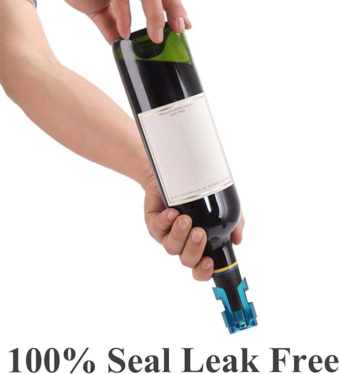 LIZIMANDU Champagne Stopper, Stainless Steel Bottle Plug Sealer for Sparkling Wine, Superior Leak,keeps Wine, Champagne, Prosecco, Cava, and Sparkling Wine fresh longer(1-Blue)