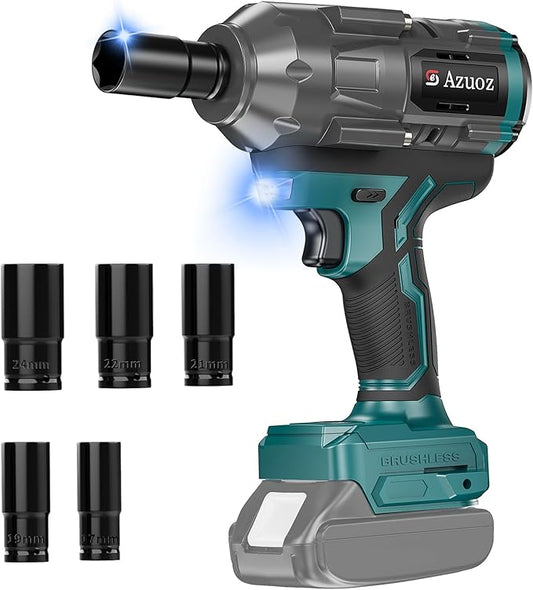 Cordless Impact Wrench 1/2 For Makita 18V Battery,1500Nm/1106FT-LBS Brushless Impact Driver,4-Speed Impact Drill Gun Tool 2100 RPM High Torque With 5 Sockets for Automotive/Motorcycle Repair, DIY