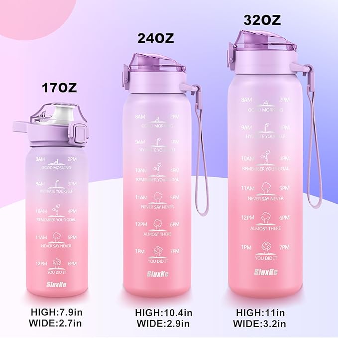 Sports Water Bottle 18/10 Stainless Steel 32oz with 2Lids, 1000ml Insulated Water Bottle Double Walled with Handle, Metal Canteen Keep Cold 48H Hot 24H for Men, Women & Kids