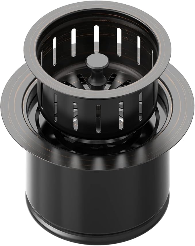 BOTEMY Extended Garbage Disposal Flange Basket Strainer Stopper, Deep 304 Stainless Steel Kitchen Sink Flange for 3-1/2 Inch Standard Sink Drain Hole, Bronze Deep Sink Disposal Stopper(ORB)