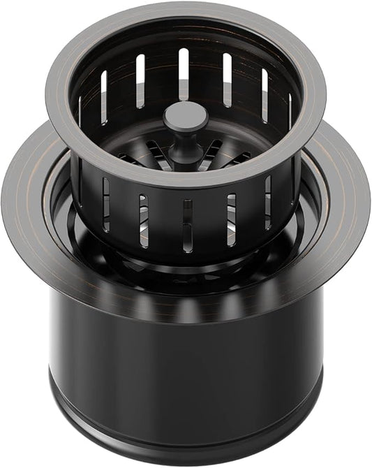 BOTEMY Extended Garbage Disposal Flange Basket Strainer Stopper, Deep 304 Stainless Steel Kitchen Sink Flange for 3-1/2 Inch Standard Sink Drain Hole, Bronze Deep Sink Disposal Stopper(ORB)