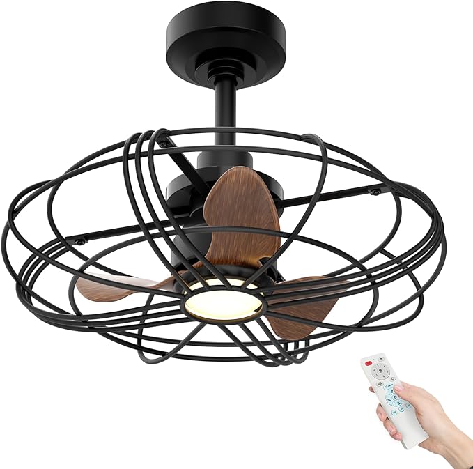 NACATIN Outdoor Ceiling Fan with Lights, Remote, App & Wall Switch Control, 20in RGB Ceiling Fans with Lights and Remote, 3 Color Temperatures: Perfect for Patios, Gazebos, & Bedrooms, Black