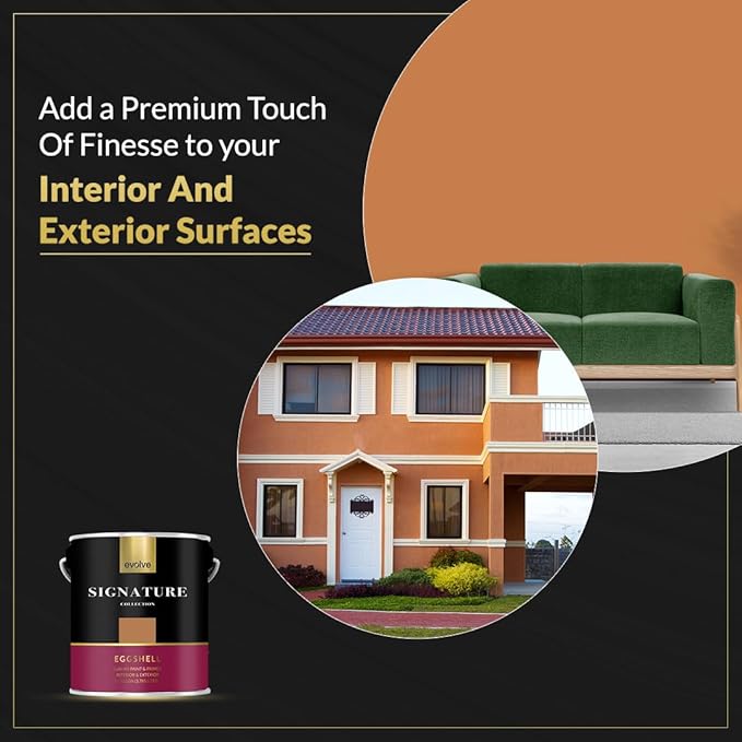 EVOLVE Signature Paint & Primer: Luxury Paint & Primer for Indoor & Outdoor Surfaces, Minimal Odor, Eggshell Sheen (Luxury Tan, 1 Gallon)