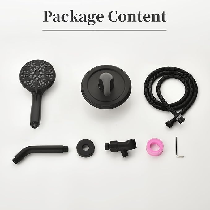 Single-Handle Shower Faucet Set Matte Black Shower Head and Handle Set Shower Valve Kit with 7 Modes ABS Handheld Spray Matte Black Shower Fixtures Shower Valve and Trim Kit