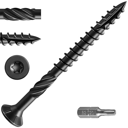 #10 * 2-1/2" Black Deck Screws, (402pcs) 5 lbs.Exterior Wood Screws, Rust Resistant Epoxy Coated, Bronze, T20 Star Bit