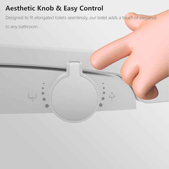 Non-Electric Bidet Toilet Seat - Fits Existing Elongated Toilets, White, Dual Nozzle System, Slow-Close, Self-Cleaning Nozzles, Easy Installation