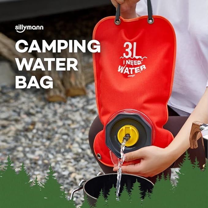 Camping Water Bag, Collapsible Militeries material Water Bladder, Outdoor Traveling Camping Water Storage, Wide Mouth, Washable Reusable BPA Free (0.8Gallon/3L) (WATER NAVY)