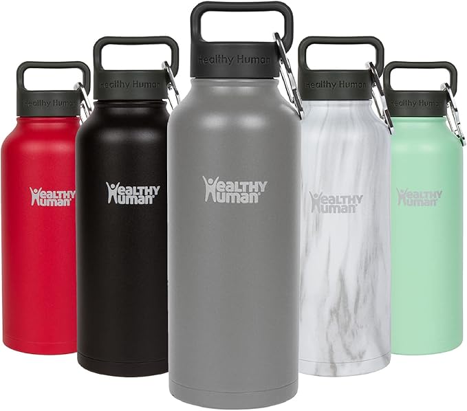 Healthy Human Stainless Steel Water Bottle | Double Walled Vacuum Insulated Water Thermos for Adults | Eco-Friendly Travel Bottles with Leak Proof Lid (Slate Gray, 32 oz/946ML)
