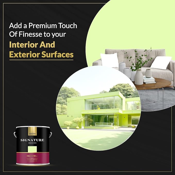 EVOLVE Signature Paint & Primer: Luxury Paint & Primer for Indoor & Outdoor Surfaces, Minimal Odor, Eggshell Sheen (Tennis Green, 1 Gallon)