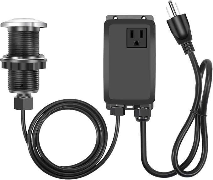 Garbage Disposal Air Switch Kit, Garbage Disposal Button Brushed Nickel, Sink Top Waste Disposer On/Off Switch, UL Listed Air Switch Compatible with All Garbage Disposals (Chrome Silver)