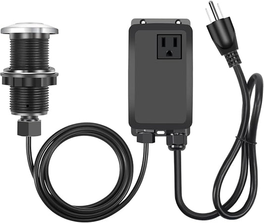 Garbage Disposal Air Switch Kit, Garbage Disposal Button Brushed Nickel, Sink Top Waste Disposer On/Off Switch, UL Listed Air Switch Compatible with All Garbage Disposals (Chrome Silver)