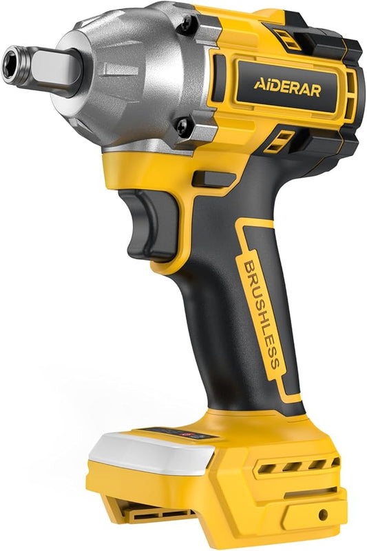 Cordless Impact Wrench for DeWalt Battery, 500Nm (369Ft-Lbs) 1/2" & 1/4" Brushless Impact Gun, 2-Speed High Torque Power Tool for Tire Removal, Rusted Bolts, Car Maintenance(No Battery)