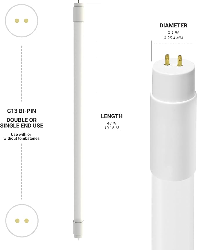 NUWATT 30 Pack 4 FT LED T8 Tube Light, T10 T12 Hybrid Type A+B, 3000K Warm White, 18W, High Brightness 2,200 Lumens, Plug & Play OR Ballast Bypass Fluorescent Tube Replacement, Single or Double Ended
