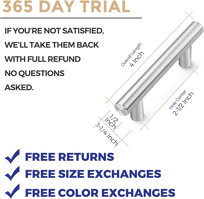 Ravinte 30 Pack | 4" Cabinet Pulls Brushed Nickel Stainless Steel Kitchen Cupboard Drawer Pulls Cabinet Handles 4 Inch Length，2-1/2 Inch Hole Center with Mounting