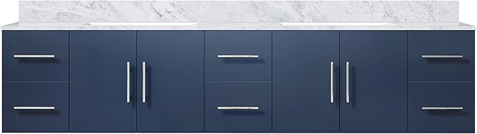 Sonoma 84 in. W x 22 in. D Navy Blue Double Bath Vanity and Carrara Marble Top