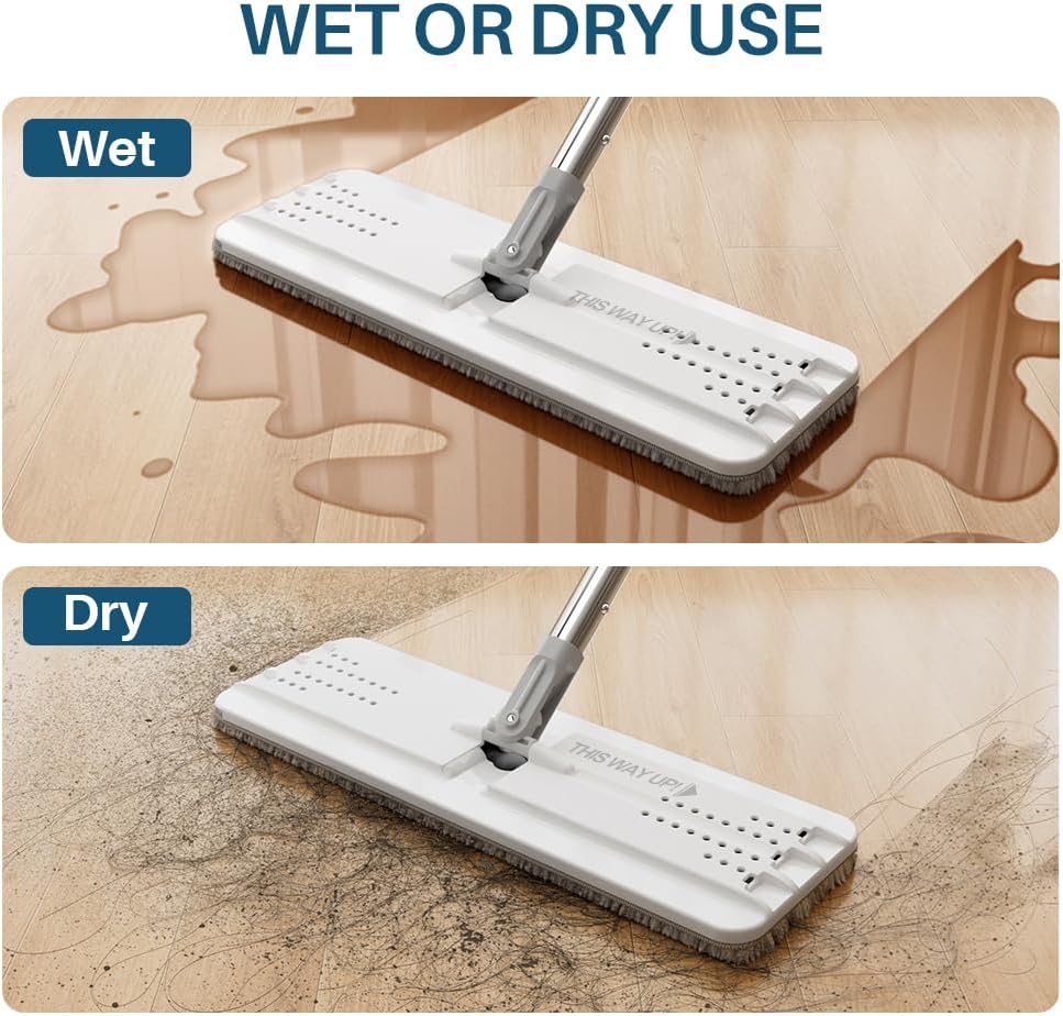 JOYMOOP Mop and Bucket Set, Dust Mops for Floor Cleaning, Wall Mop with 8 Microfiber Mop Head Replacement