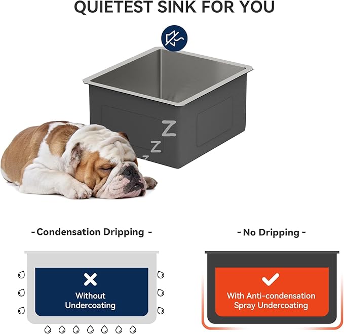 Lordear 17 Undermount Bar Sink 17x19 Inch Small Kitchen Sinks Single Bowl 16 Gauge Stainless Steel Wet Bar Prep RV Camper Mobile Home Handmade Bar Sink Basin