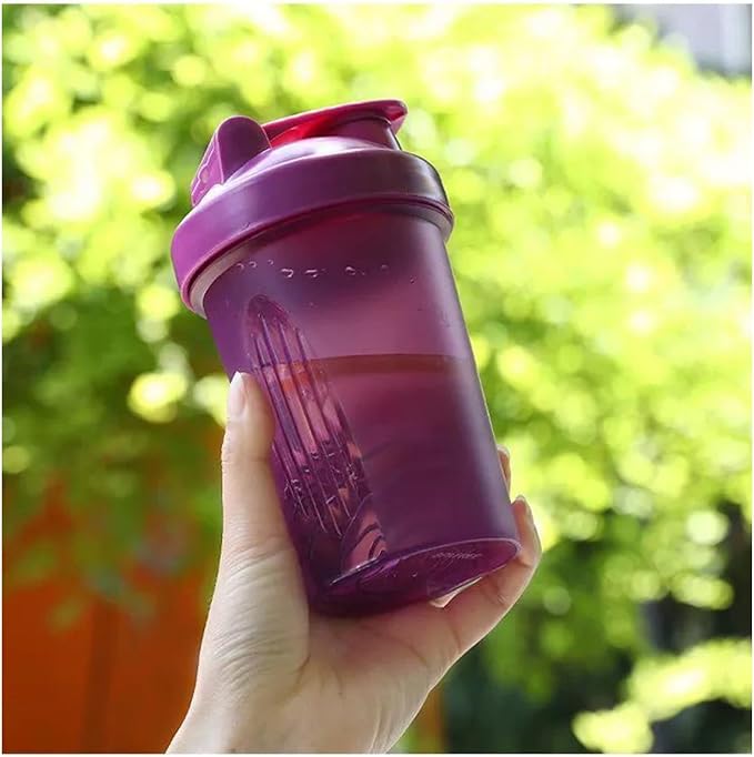 Shaker Bottle for Protein Powder w. Classic Loop Top & BPA free,Secure Screw-On Lid, Stay Open Flip Cap,BPA Free-16oz (Whole Purple-16Oz-400ML)