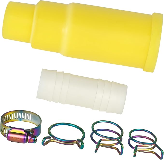 Upgraded Dishwasher drain hose adapter,reinforced construction and anti-corrosion coating, fit for Insink-erator garbage disposals,connector kit with Inlet connector,hose clamp and spring clamps