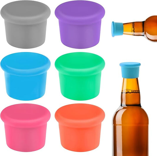 Reusable Sparkling Wine Bottle Stopper 6 Pcs Silicone Wine Stoppers Rubber Wine Stoppers For Bottles Glass Corks Beverages Beer Champagne Bottles For Corks To Keep Wine Storage Fresh Tools