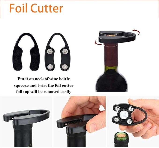 Wine Opener Air Pressure Pump Opener Set,Include Air Pressure Pump Bottle Opener With Foil Cutter,Aerator Pourer,Vacuum Stopper Efficient Corkscrew Bottle Opener,Great For Wine Lovers