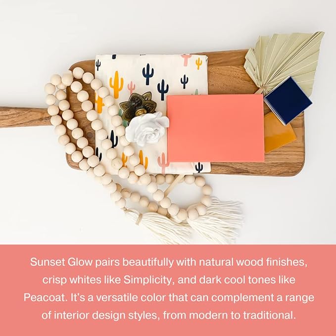 Country Chic All-in-One Chalk Paint for Furniture, Cabinets, Home Decor, Eco-Friendly, Matte Finish, Built-In Primer & Top Coat for Wood, Metal - Sunset Glow (Coral Pink) - Pint 16 oz (475 ml)