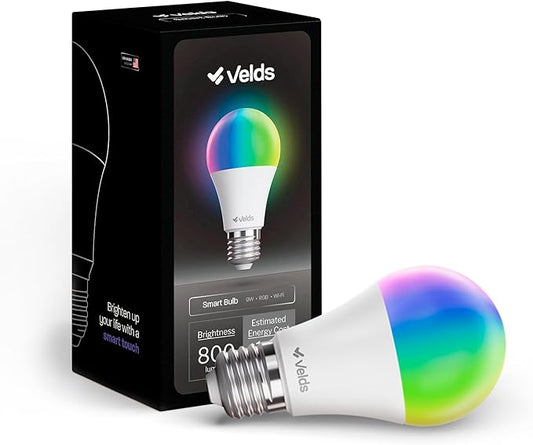 Smart Light Bulb, RGB Color Changing LED 16M Colors, Tunable White 1800K-6500K, WiFi Bluetooth Compatible with Alexa Google Home, No Hub Required, A19 E26 9W 800LM, Dimmable Circadian Rhythm