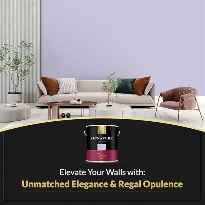 EVOLVE Signature Paint & Primer: Luxury Paint & Primer for Indoor & Outdoor Surfaces, Minimal Odor, Eggshell Sheen (Light Lilac, 1 Gallon)