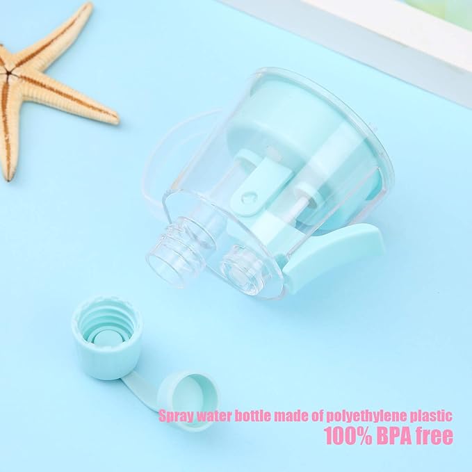 Emopeak 580ML Misting Water Bottle, 20OZ Sports Water Bottle with Spray Mist for Outdoor Hydration, BPA-Free Mist Water Bottle (Transparent Blue, 580ml/20oz)