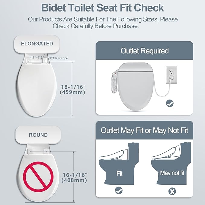 ZMJH ZMA102 Bidet Toilet Seat, Unlimited Warm Water, Vortex Wash, Electronic Heated, Warm Air Dryer, Rear and Front Wash, LED Light, Need Electricity, White, (Elongated)