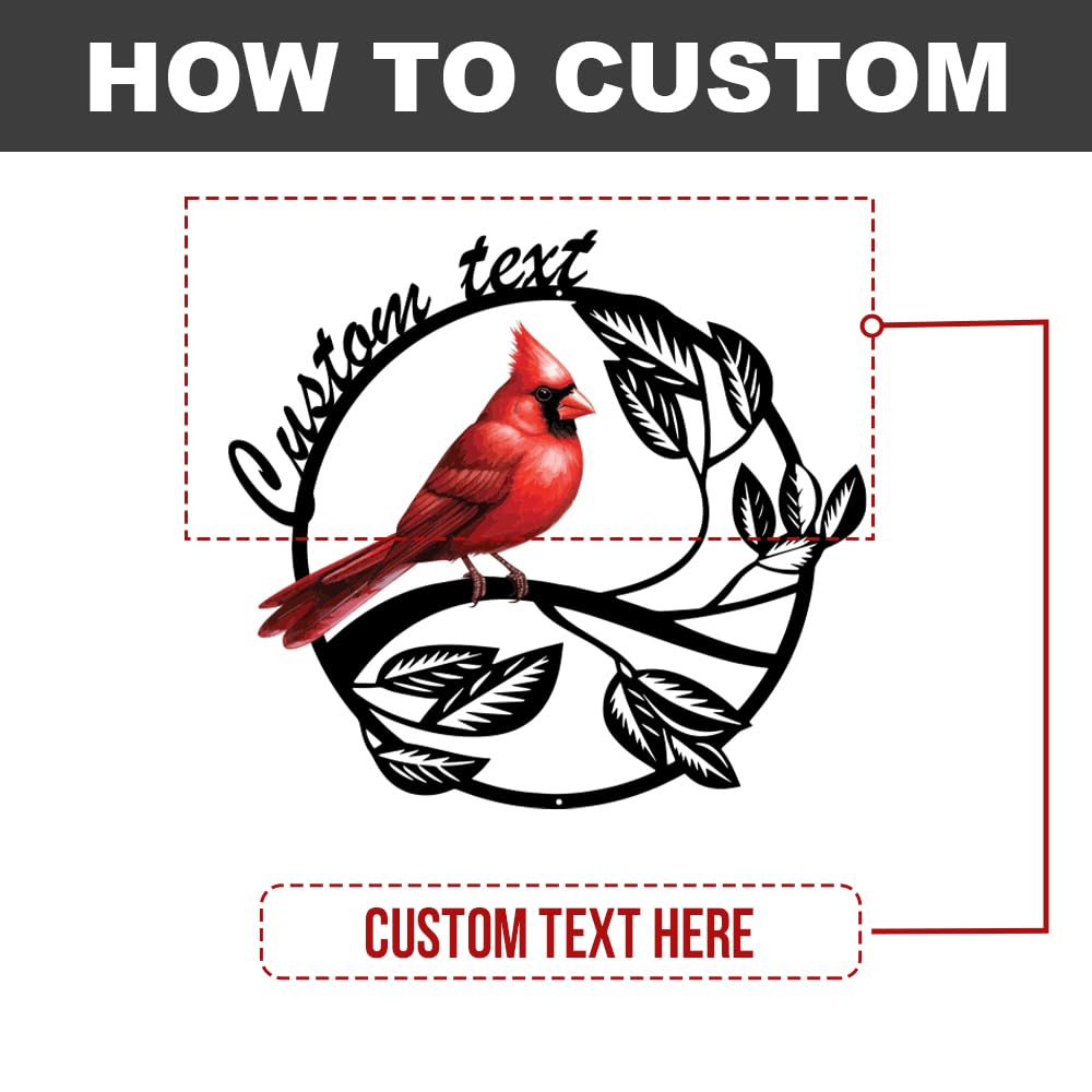 Personalized Name Garden Cardinal Metal Signs, Custom Family Name Yard Decor for Outdoor Outside, Cardinal Lawn Patio Stake Gardening Enthusiasts Grandmothers Gift
