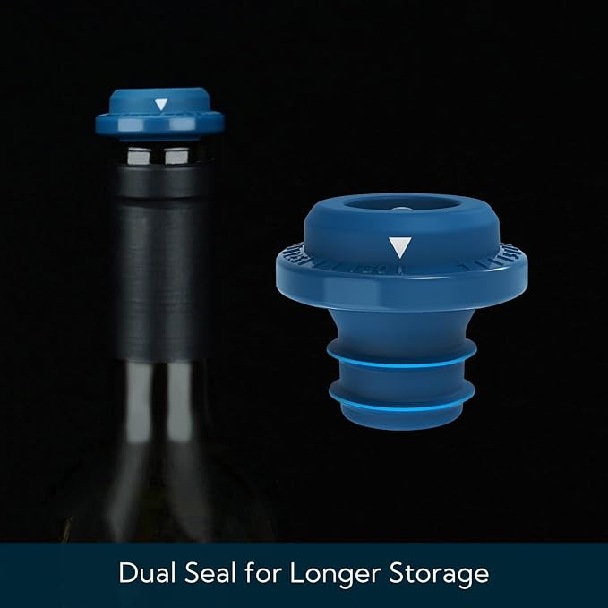 KITCHENDAO Wine Saver Vacuum Stoppers for Wine Bottles,Keep Wine Fresh for Up to a Week with Airtight Seal,Suitable for KITCHENDAO Wine Saver Pump,Set of 2 (Blue)